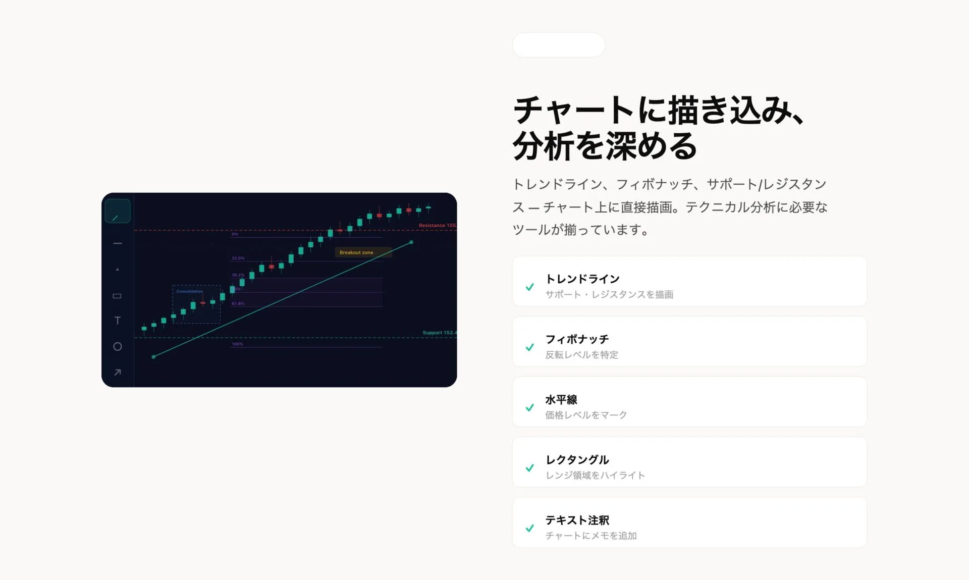 トレンドラインや描画ツール