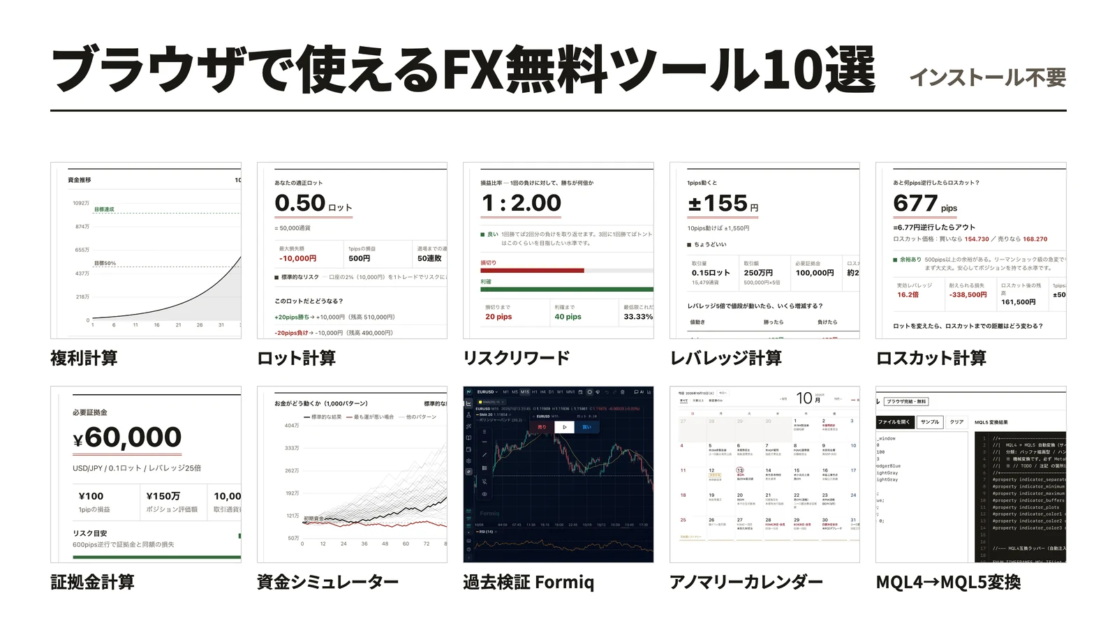 【インストール不要】ブラウザで使えるFX無料ツール10選