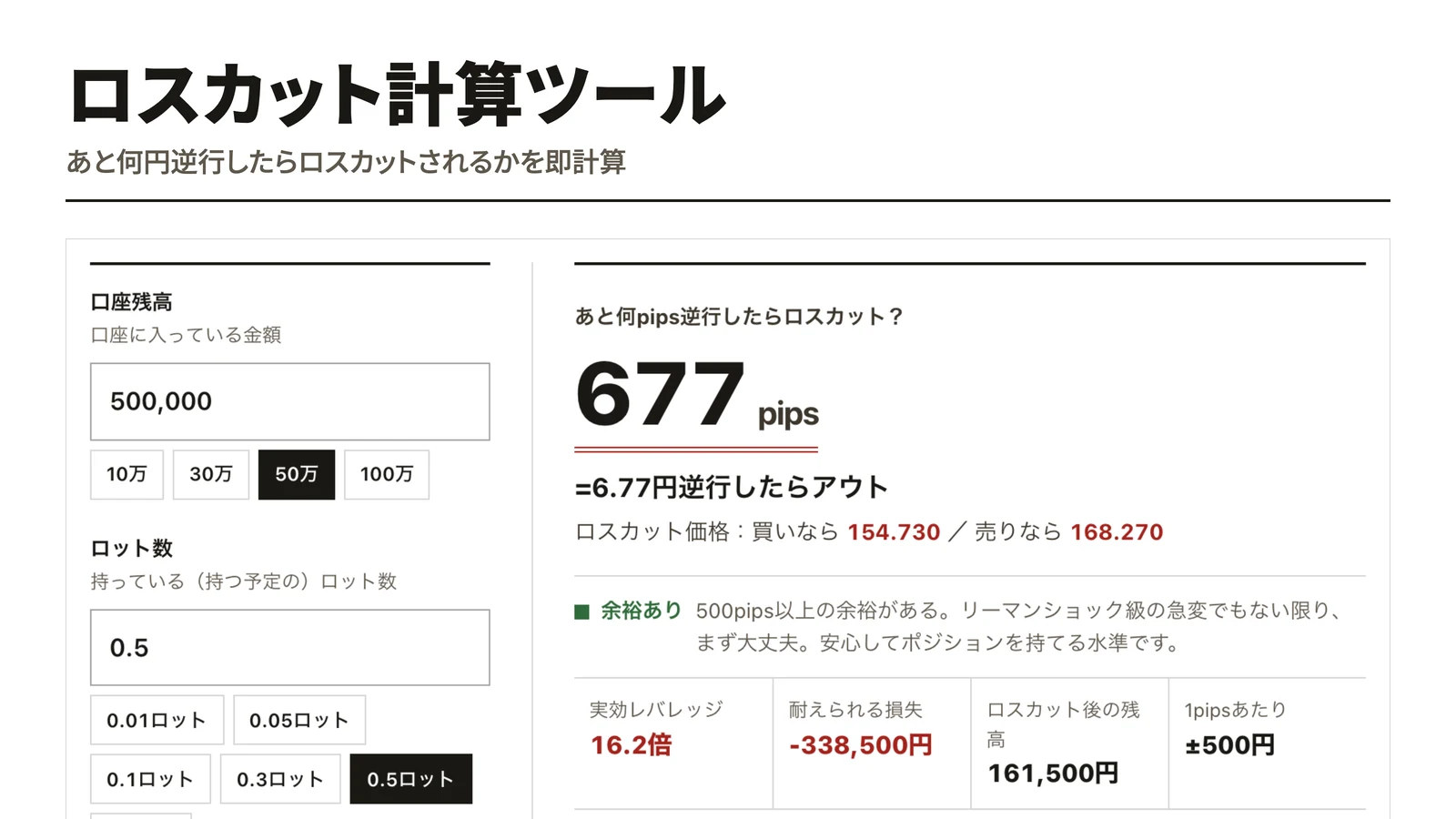 ロスカット計算ツール